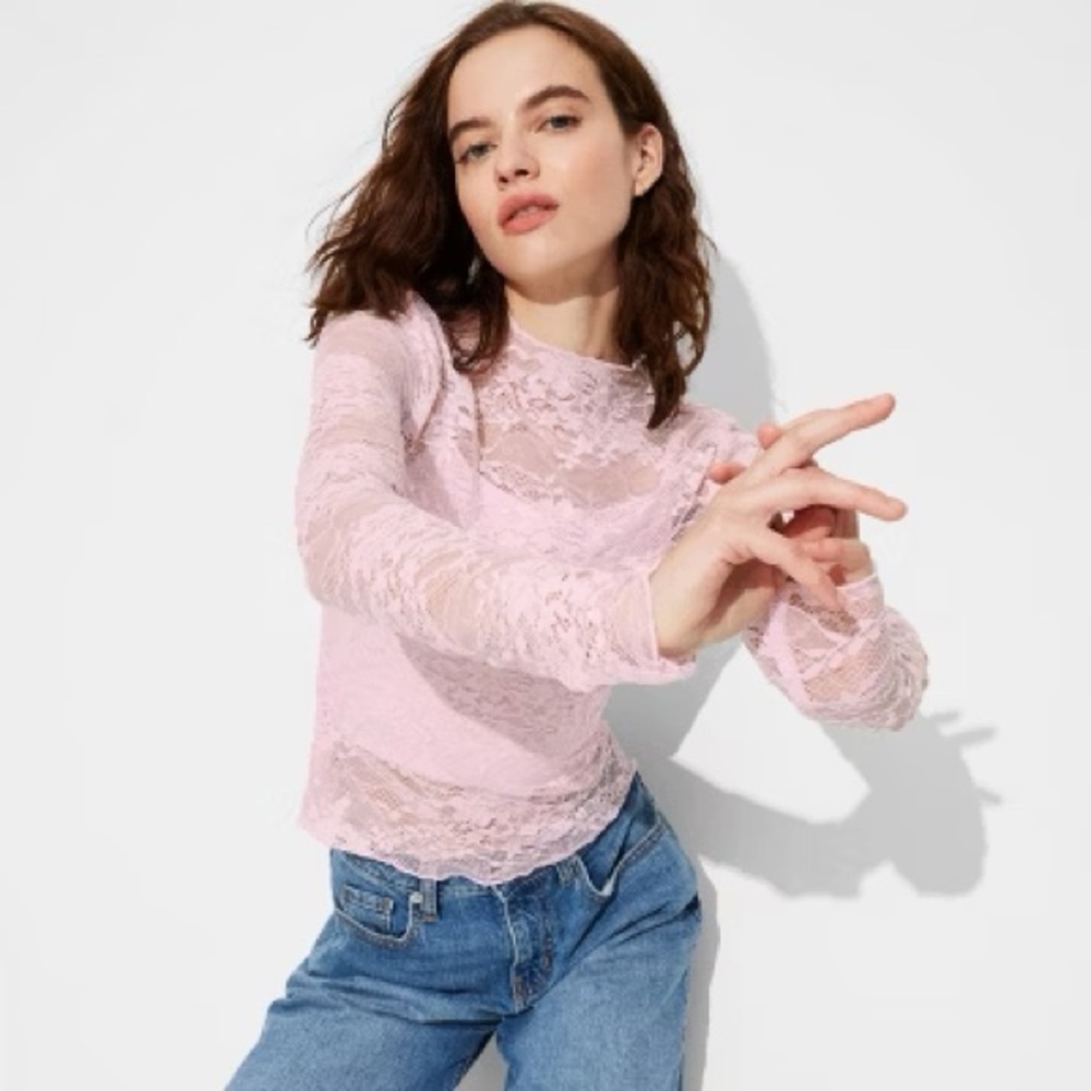 NWT Wild Fable Long Sleeve Sequin Lace Top